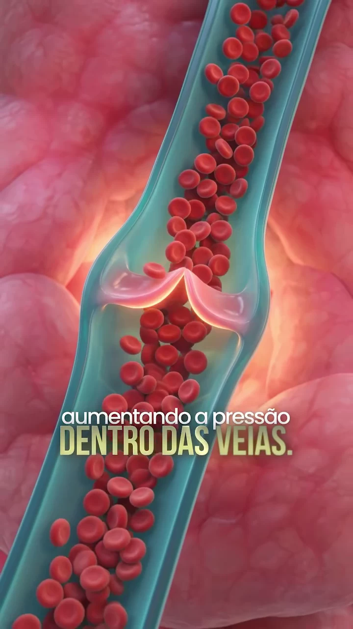 Visualização ilustrativa da circulação no interior de uma veia.